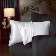 100% Pure Mulberry Silk Pillowcase for Hair and Skin Both Side Natural Smooth Pillowcase with Hidden Zipper 50 x 75 cm (50x75cm, White)
