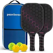 Bestbless Pickleball Paddles Set of 2 Pickleball Set with 4 Pickleball Balls and Portable Carry Bag, Fiberglass Pickle Ball Rackets 2 Pack for Beginner Men Women