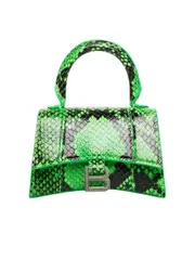 Balenciaga Hourglass Mini Top Handle Bag in Neon Green Python Printed Calfskin