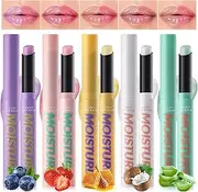 DAGEDA 5PCS Fruity Lip Balm, Hydrate Tinted Lip Balm Color Changing Lipstick, Glossy Sheer Long Lasting Lipstick for Women, Moisturizing Green Lipstick Lip Gloss Set, Natural, Non-Sticky, 5x2g