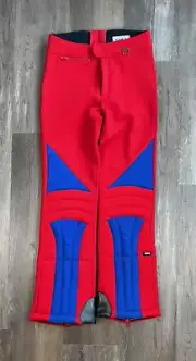 VTG Retro Fera Ski Pant Womens 14 Regular Red & Blue Stirrup Tapered Leg