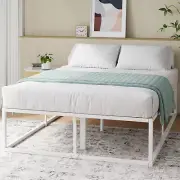 Zinus Bed Frame Double Size 45cm Height High Metal Bed Platform Base White Josep