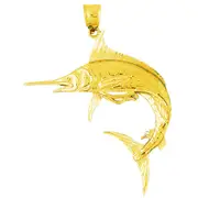 14K Gold 50MM Marlin Fish Pendant