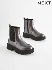 Silver Metallic Chunky Chelsea Boots (Q97845) | $23 - $28
