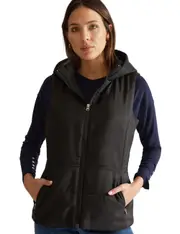 KATIES - Womens - Vest - Winter - Gilet / Jacket - Black - Sleeveless - Relaxed Fit - Hoodie - Length Regular - Casual Office Wear - Work Clothes