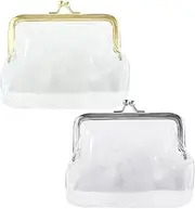 [Kopida] Clear Coin Purse Transparent Change Purse Small Wallet Money Bags Iron Mouth Clip Bag Portable Coin Bags Multifunctional Lipstick Bags 2PCS