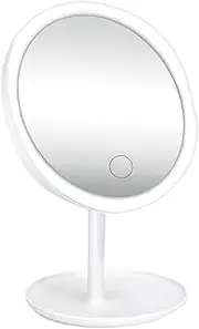 LED Makeup Mirror Vanity Mirror with Lights,3 Color Dimmable Lights,Touch Sensor Button,Portable USB Chargeable,90 Degree Rotation,Cosmetic Beauty Detachable Countertop Circle