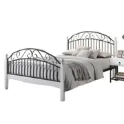 Ashley Queen Size Bed Frame - Black Metal Frame - White
