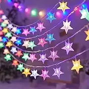 SHGarden Star String Lights Battery Operated(Not Included) USB 33FT 80 LED Twinkle Lights Hanging Star Fairy String Lights for Bedroom Porch Patio Garden Tent Holiday Decorations SH0074 (Colorful)