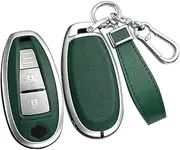 ontto Smart Remote Key Case Stylish Key Protector Compatible with Suzuki Swift Vitara SX4 Baleno Kizashi Ciaz Ignis S-Cross Ertiga Key Fob Metal and Leather Key Cover Green