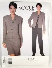 VTG Vogue Anne Klein Jacket Skirt Pants Pattern Womens 14 16 18 Designer 2047