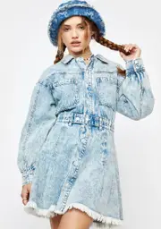 [Free People] Chain Of Command Denim Mini Dress