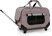 Pet Stroller Silent 4-Wheel Foldable Portable Breathable Animals Trolley Case Puppy Roller Luggage Car Travel Transport Bag (Color : Gray)