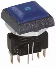 Apem PUSH BUTTON SWITCH 2A Momentary DPDT Solder, Square Illuminated BLUE/BLUE