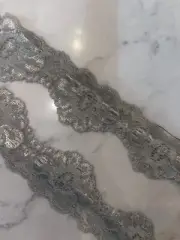 5 yards Light Ash Gray scalloped headband lingerie STRETCH sewing lace 1.5" wide