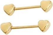 [Kokoma] 14G Minimalist Heart Nipple Rings Stainless Steel Love Hearts Nipplerings Straight Tongue Rings Barbell Bar Piercing Body Jewelry Gifts for Women Girls BFF