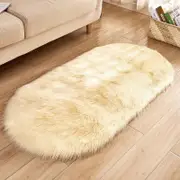 1x Yellow Floor Rugs Faux Wool Fluffy Rug Plush Fur Carpet Sheepskin Mat Super Soft 120cm