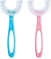2 Pack Kids U-Shaped Toothbrush - 360° Oral Teeth Cleaning Design, Toothbrush for 1 Year Old, Portable Toothbrush Oral Cleaning Tools(2-6 Years Old)