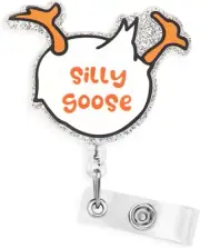 Gjinxi Silly Goose Badge Reel Retractable, Cute ID Badge Holder with Alligato