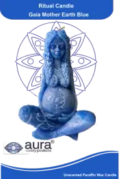 GAIA MOTHER EARTH CANDLE BLUE 5.5" VELA GAIA AZUL WICCA PAGAN MAGICK