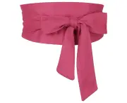 Elerevyo Bowknot Self Tie Wrap Wide Waistband Belt Hot Pink