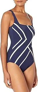 [Gottex] Womens Piped Shaped Square Neck One Piece Swimsuit