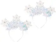 Mikinona 2pcs Christmas Snowflake Headbands Glitter Xmas Hairband for Parties Lovely Snowflake Design Comfortable Accessory for Women Girls