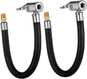 2 PCS Locking Air Chuck with Air Hose and Standard Tire Valve Fine Thread, Air