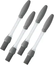Basting Brush for Cooking 4Pcs 9" Silicone Basting Brush with Oil/Sauce Container Detachable Washable Easy Refill Tool for Cooking, BBQ, Pastry, Grey-