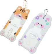 DOITOOL 2pcs Card Sleeve Double Sided Tape Clear Card Holder Cute Card Holder Vaccinations Card Protector Money Tree Holder with Clips Guardian Display Packaging Tape Id Badge Holder