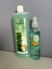 Lot of 2 Avon Senses Bubble Bath 24 fl oz & Body Spray 8.4 fl oz Cucumber Melon