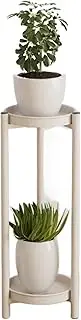 2 Tier Tall Plant Stand, Space-Saving Corner Plant Stand with Glass Tabletop & Anti-Scratch Mats for Indoor or Outdoor Display (White)