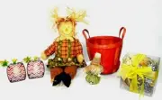 Home Fall Holiday Scarecrow Basket Gift Bundle Set