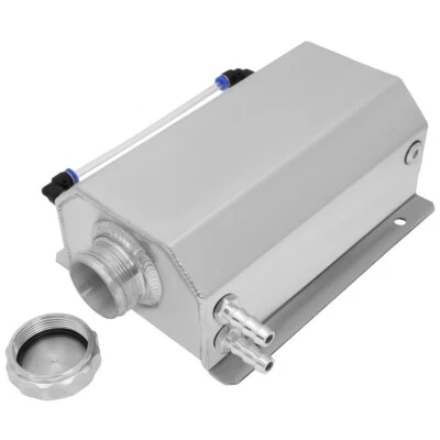 2L Aluminum Radiator Coolant Overflow Expansion Water Tank Silver Universal New