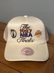 Mitchell & Ness 1987 NBA Finals Celtics Vs Lakers Trucker Snapback Hat Cap Ivory