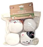Eco Logical Cats Wool Dryer Balls 4-pc Biodegradable Reusable Fabric Softener