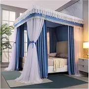 Bed Canopy 1.8m/6ft, 4 Poles Supported Mosquito Net - Easy to Install, Blackout & Dustproof & Windproof Bed Curtains (Color : Style 6, Size : 1.8x2x2m)