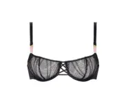 Chantelle Memento Embroidered Demi Balconette Bra Black Size 34B 1098