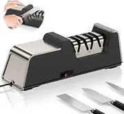 Professional Electric Knife Sharpener with 100% Diamond Abrasives and Precision Angle Guides, Suitable for Double Ground Knives and Serrated Edges, Fast, Razor Sharp Erge