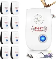 Ultrasonic Pest Repeller Indoor, 8 Pack Rodent Repellent Ultrasonic Rodent Repeller Electronic Mouse Repellent Devices,Pest Defense Plug in Bug Repellent for Mice Rat Roach Pest Control,White