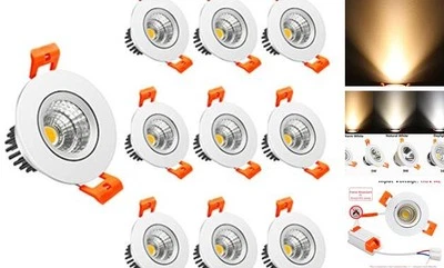 2inch LED Dimmable Downlight, 3W COB Recessed Ceiling Light, Warm White 3000K