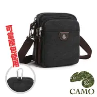 在飛比找PChome24h購物優惠-【品樂．CAMO】韓版隨身帆布斜背包腰包(黑色)