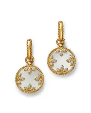 Roberto Coin 18K Yellow Gold Venetian Princess Medallion Mother of Pearl & Diamond Dangle Hoop Earrings