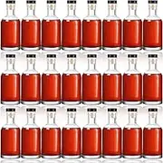 Dandat 24 Pack 6 oz Clear Glass Liquor Bottles With Cork lids Bulk Homebrewing Empty Bottles for Whiskey, Wine, Drinks Oil Vinegar, Vodka, Limoncello, Beverages, Liqueurs, and Alcohol (Black)