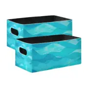 Watercolor Sea Ocean Wave Blue Teal Turquoise Colored Wave Storage Bins Baske...