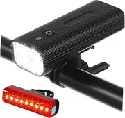 Bicycle Headlight Flashlight Rechargeable Bike Lights for Night 2-in-1 Front and Rear Mobile Power Bank Compact Design for Outdoor Activities