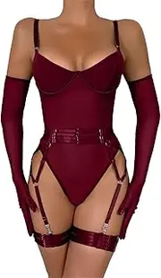 [Generic] Lingerie with Underwire Sexy Lingerie Sheer Matching 4 Lingerie Set Sexy Cosplay for Women