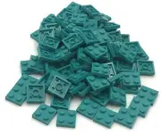 Lego 100 New Dark Turquoise Plates 2 x 2 Stud Pieces