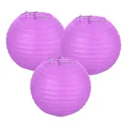 3Pcs Decorative Hanging Round Paper Lanterns 15cm/6", Purple
