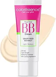 Coloressence True Tone BB Cream with Papaya Extract| Natural BB Cream for Face for Natural Glow| BB Cream Foundation for Daily Use| Lightweight, Non-greasy, and Hydrating| Grape Seed Extract Shades